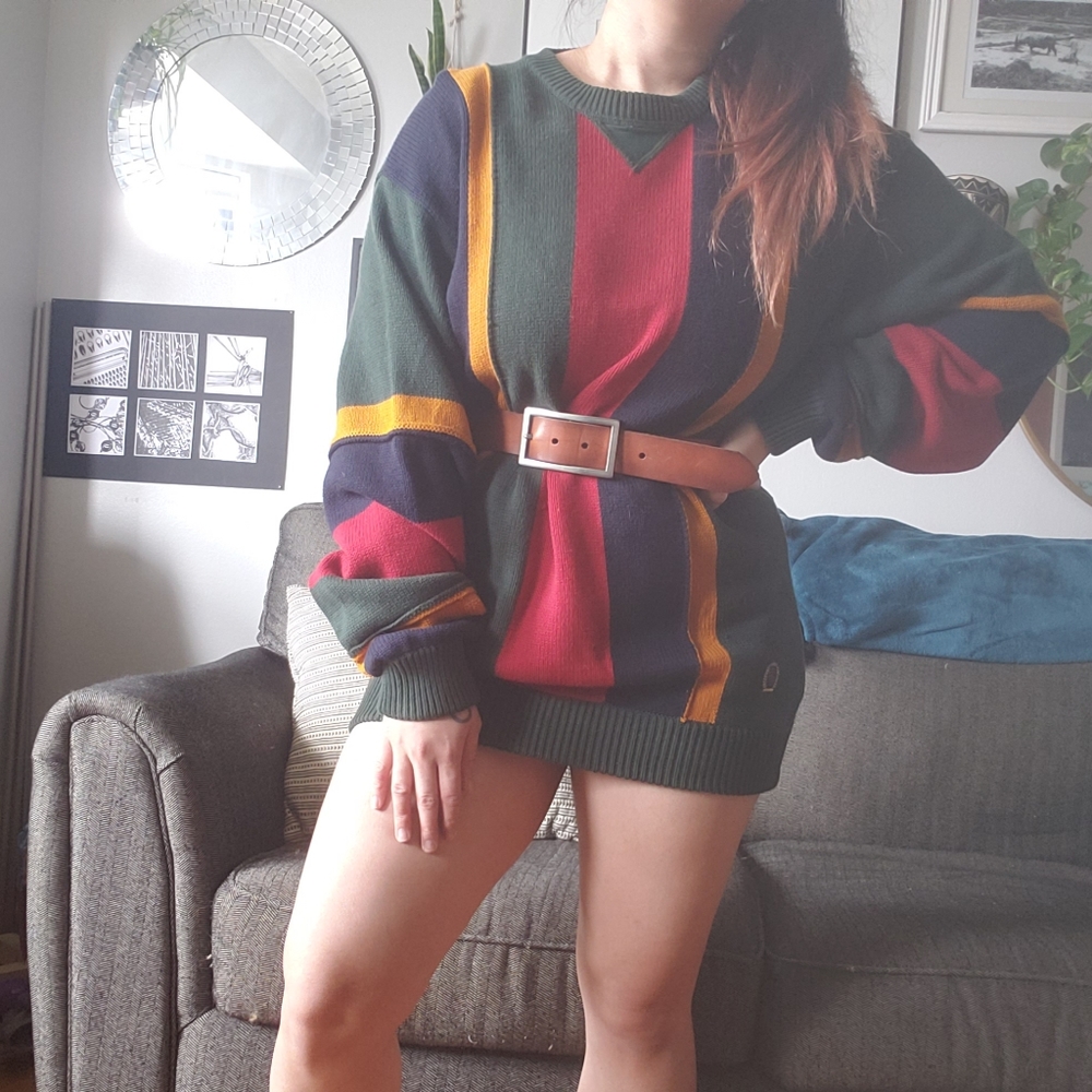 VINTAGE • Tommy Hilfiger color block knit sweater - Picture 2 of 9